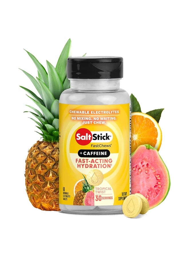 SaltStick Electrolytes FastChews Tropical Twist, Chewable Hydration Tablets, Sodium Potassium Magnesium Calcium, 60 Chewable Tablets - Image 1